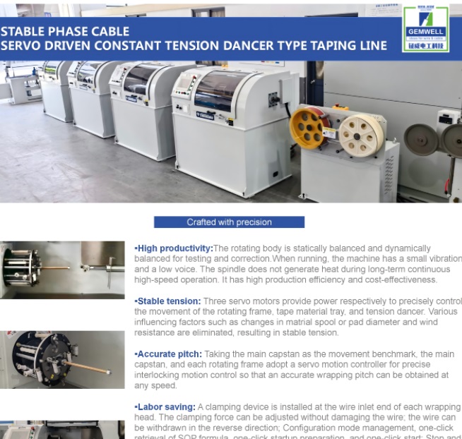 LIGNE D'ENROBAGE DE TYPE DANSEUR À TENSION CONSTANTE À CÂBLE À PHASE STABLE SERVO
